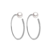 Load image into Gallery viewer, Large crystal pearl back hoop earrings Women Jewellery Joomi Lim 
