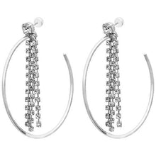 Load image into Gallery viewer, Large hoop crystals fringe hoop earrings Women Jewellery Joomi Lim Silver 
