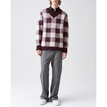 Load image into Gallery viewer, Low checked mohair v-neck sweater Men Clothing Hope 
