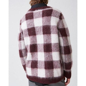 Low checked mohair v-neck sweater Men Clothing Hope 