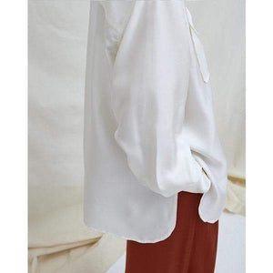Mariell Off White Width Sleeve Silk Shirt Women Clothing FWSS 