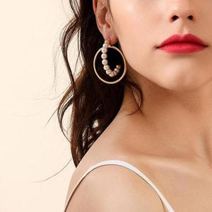 Medium pearl drops hoop earrings Women Jewellery Joomi Lim 