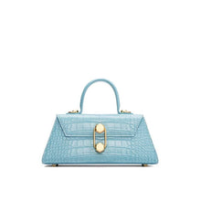 Load image into Gallery viewer, Mini croc-effect leather tote Women bag I AM NOT Blue 
