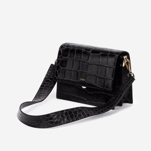 MINI FLAP croc-effect vegan leather Women bag JW PEI Black 