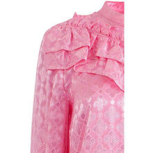 Load image into Gallery viewer, Moya pink floral jacquard silk blend ruffled blouse Women Clothing Baum und Pferdgarten 
