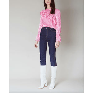 Moya pink floral jacquard silk blend ruffled blouse Women Clothing Baum und Pferdgarten 