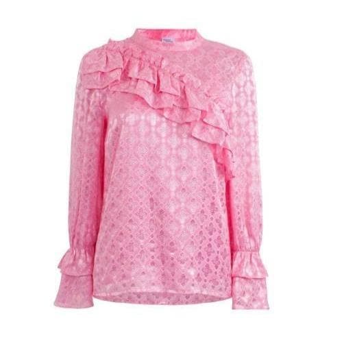 Moya pink floral jacquard silk blend ruffled blouse Women Clothing Baum und Pferdgarten 