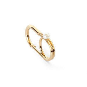 NEON SHANGHAI 14-karats gold and pearl double ring Women Jewellery ALP Jewelry 