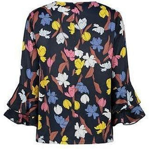 Nina floral print ruffle trim blouse Women Clothing Just Female 