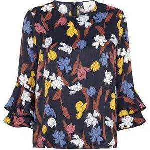 Nina floral print ruffle trim blouse Women Clothing Just Female XS 