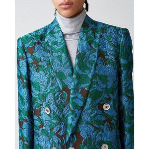 Nite floral jacquard silk double-breasted blazer Women Clothing Hope 