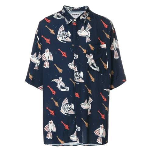 ocean print short sleeves shirt Men Clothing Hope 