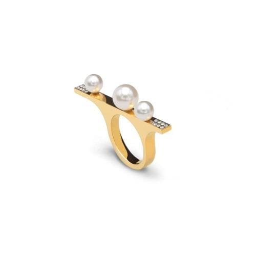 PARTY GIRL 14 karats gold, crystal and pearls ring Women Jewellery ALP Jewelry 52# 