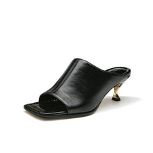 將圖片載入圖庫檢視器 Patent leather peep toe mules WOMEN SHOES UKKU Studio 34 Black 
