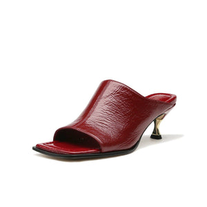 Patent leather peep toe mules WOMEN SHOES UKKU Studio 34 Burgundy 