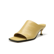 Load image into Gallery viewer, Patent leather peep toe mules WOMEN SHOES UKKU Studio 36 Neutrals 
