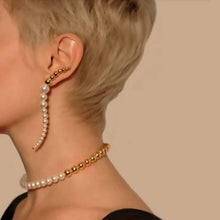 Load image into Gallery viewer, Pearl and sphere swirl asymmetrical earrings Women Jewellery Joomi Lim 
