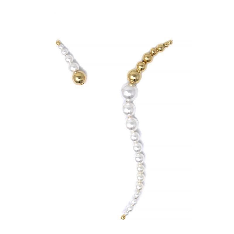 Pearl and sphere swirl asymmetrical earrings Women Jewellery Joomi Lim Gold/Pearl 