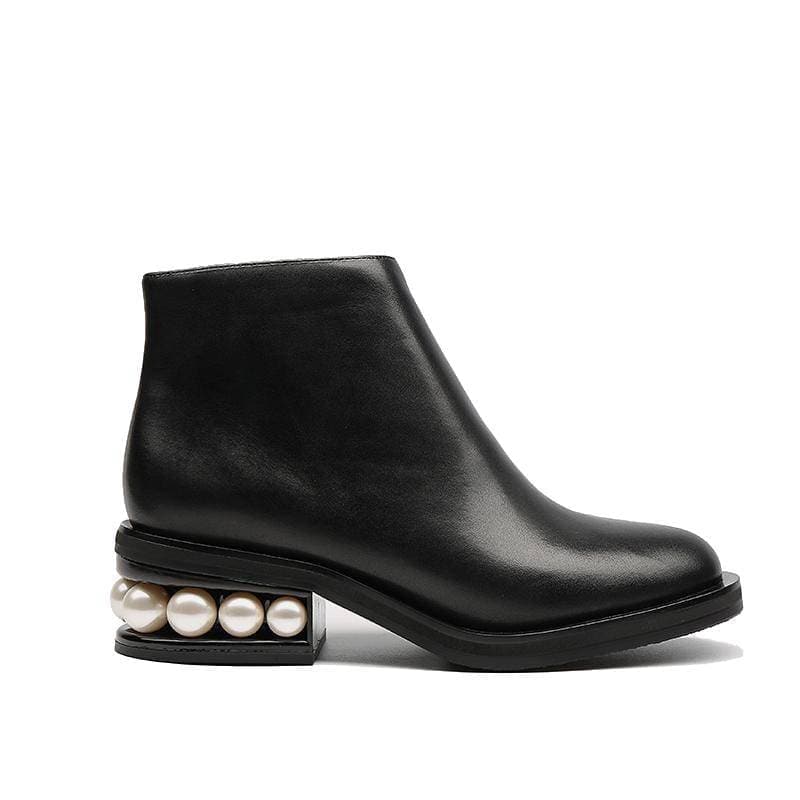 Pearl-embellished ankle boots WOMEN SHOES UKKU Studio 35 Black 