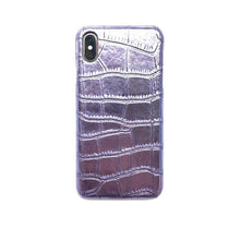 將圖片載入圖庫檢視器 Pearl lilac croc-effect leather iPhone case ACCESSORIES DTSTYLE 
