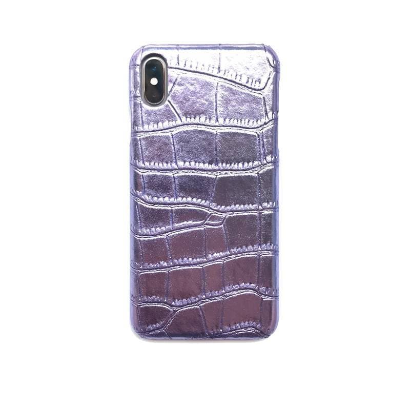 Pearl lilac croc-effect leather iPhone case ACCESSORIES DTSTYLE 