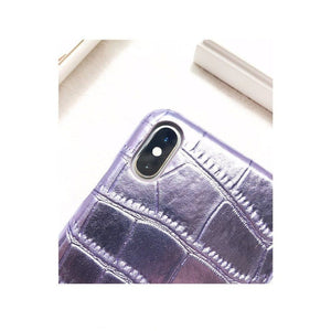 Pearl lilac croc-effect leather iPhone case ACCESSORIES DTSTYLE 