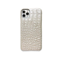 將圖片載入圖庫檢視器 Pearl white croc-effect leather iPhone case ACCESSORIES DTSTYLE 
