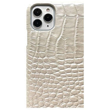Load image into Gallery viewer, Pearl white croc-effect leather iPhone case ACCESSORIES DTSTYLE 
