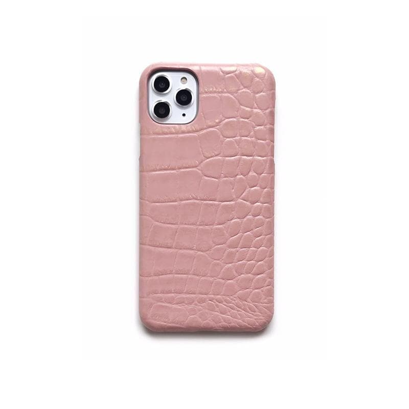 Pink croc effect leather iPhone case ACCESSORIES DTSTYLE 