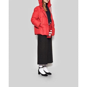 Puffy red padded nylon coat Women Clothing Just Female 