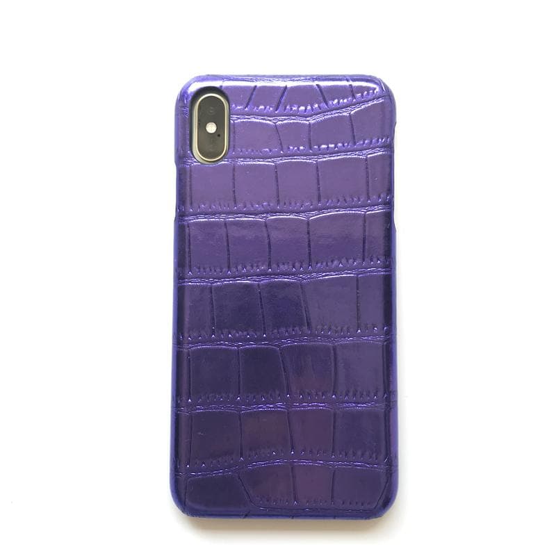 Purple croc-effect leather iPhone case ACCESSORIES DTSTYLE 