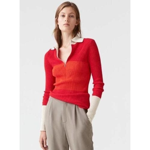 Red Wider Stripe zip up sweater Women Clothing Hope 34 