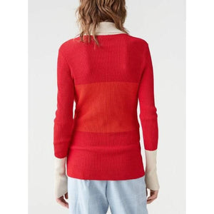 Red Wider Stripe zip up sweater Women Clothing Hope 