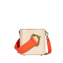 將圖片載入圖庫檢視器 Retro architectural leather bucket bag Women bag PECO Beige/Orange 
