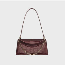 Load image into Gallery viewer, Retro chain embellished croc-effect leather shoulder bag Women bag I AM NOT Red 
