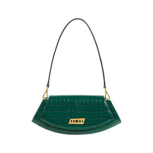 Load image into Gallery viewer, Retro small croc-effect leather should bag Women bag PECO Green with leather strap 

