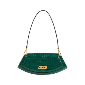 Retro small croc-effect leather should bag Women bag PECO Green with leather strap 