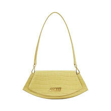 Load image into Gallery viewer, Retro small croc-effect leather should bag Women bag PECO Mustard with leather strap 
