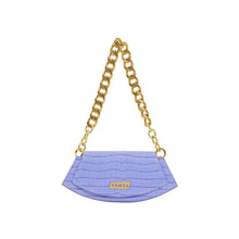 Load image into Gallery viewer, Retro small croc-effect leather should bag Women bag PECO Purple with leather strap &amp; chain 
