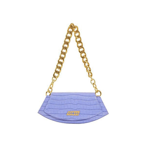 Retro small croc-effect leather should bag Women bag PECO Purple with leather strap & chain 