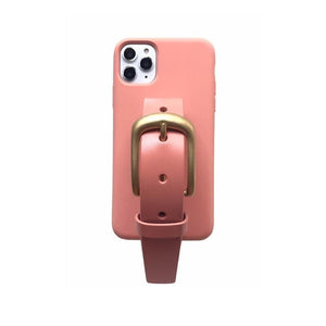 Salmon pink leather buckle iPhone case ACCESSORIES DTSTYLE 