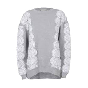 Sara cotton lace trim oversized sweatshirt Women Clothing FWSS 