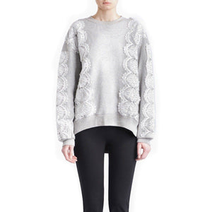 Sara cotton lace trim oversized sweatshirt Women Clothing FWSS XS 