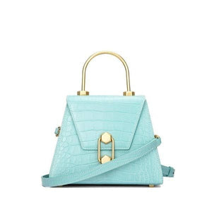 Small croc-effect leather tote bag Women bag I AM NOT Blue 
