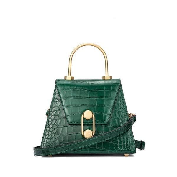 Small croc-effect leather tote bag Women bag I AM NOT Green 