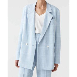 Soft light blue check stretch blazer Women Clothing Hope 36 