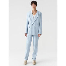 Load image into Gallery viewer, Soft light blue check stretch blazer Women Clothing Hope 
