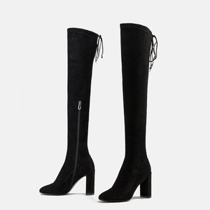 Stretch-suede over-the-knee boots WOMEN SHOES UKKU Studio 