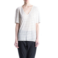 將圖片載入圖庫檢視器 Striped white v-neck T-shirt Women Clothing Hope 34 
