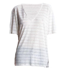 將圖片載入圖庫檢視器 Striped white v-neck T-shirt Women Clothing Hope 

